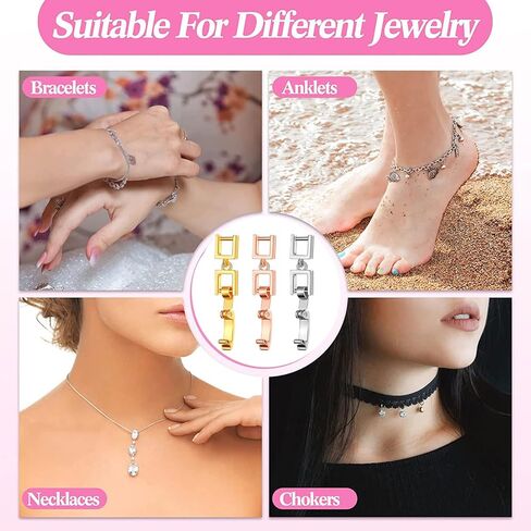 5 Pcs Simple Necklace Bracelet Extenders Alloy Extension Fold Over Clasp for Bracelet Necklace and Jewelry Making, Rose Gold in Saudi Arabia