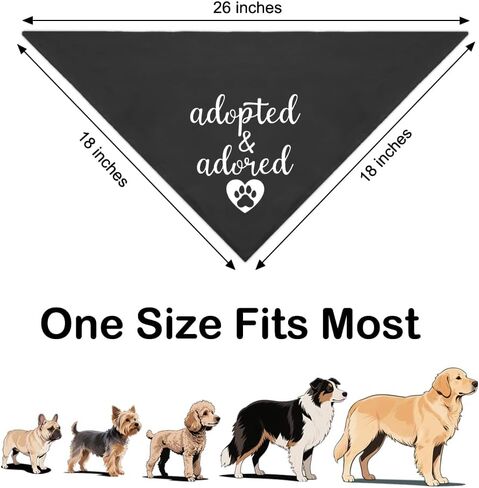 Adopted and Adored Black Dog Bandana, Funny Photo Prop for Recording This Memorable Day to Adopt, Pet Scarf Accessories Gifts for Dog Mom Dad Petlover On Christmas Thanksgiving in Saudi Arabia