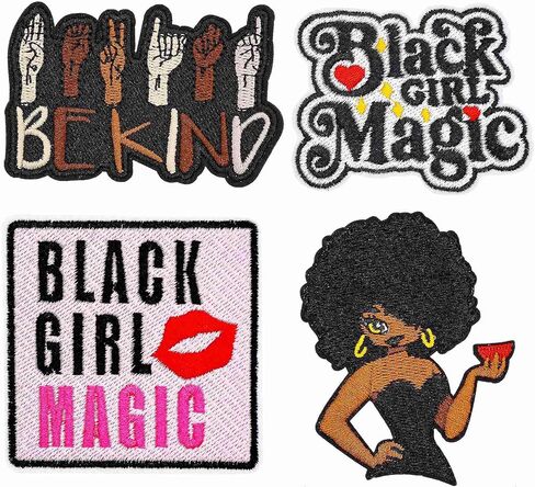 4Pcs Be Kind Black Girl Patches, Cute Black Girl Magic Embroidered Iron On Patch for Women's Clothing Jeans Bags Hats Backpacks in Saudi Arabia