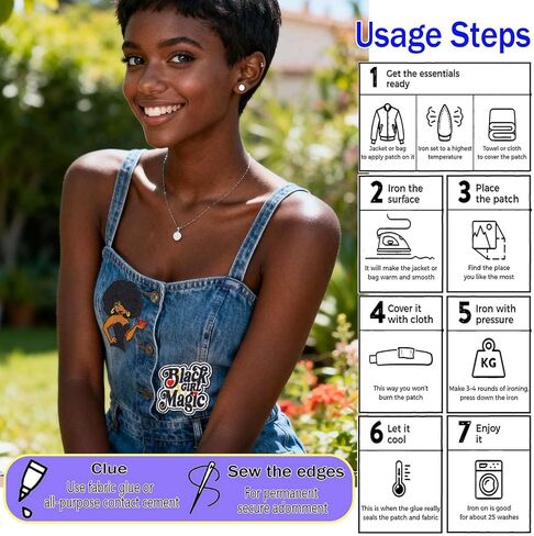 4Pcs Be Kind Black Girl Patches, Cute Black Girl Magic Embroidered Iron On Patch for Women's Clothing Jeans Bags Hats Backpacks in Saudi Arabia