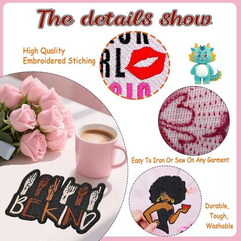 4Pcs Be Kind Black Girl Patches, Cute Black Girl Magic Embroidered Iron On Patch for Women's Clothing Jeans Bags Hats Backpacks in Saudi Arabia