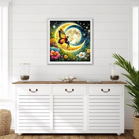 GDYEEH DIY 5D Butterfly Fairy Diamond Art Kits, Round Full Drill Sparkling Moon Diamond Painting Picture, Dreamland Diamond Painting Art Kits Craft for Adults Beginners, Home Wall Decor 12x12 inch in Saudi Arabia