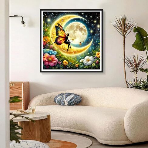 GDYEEH DIY 5D Butterfly Fairy Diamond Art Kits, Round Full Drill Sparkling Moon Diamond Painting Picture, Dreamland Diamond Painting Art Kits Craft for Adults Beginners, Home Wall Decor 12x12 inch in Saudi Arabia