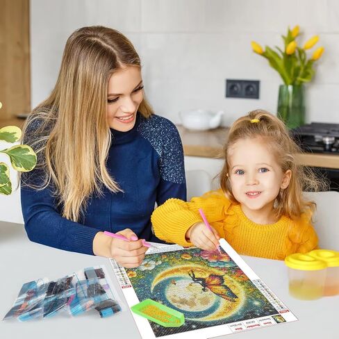 GDYEEH DIY 5D Butterfly Fairy Diamond Art Kits, Round Full Drill Sparkling Moon Diamond Painting Picture, Dreamland Diamond Painting Art Kits Craft for Adults Beginners, Home Wall Decor 12x12 inch in Saudi Arabia