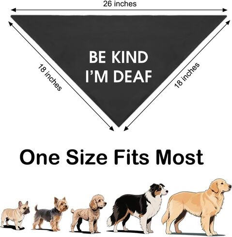 Be Kind I'm Deaf Black Dog Bandana، وشاح مثلث لطيف قابل للتعديل لسماع الكلب، وربطة عنق ملحقة لفقدان السمع على الحيوانات الأليفة ذات الاحتياجات الخاصة، لمحبي الحيوانات الأليفة من مالك الجرو in Kuwait