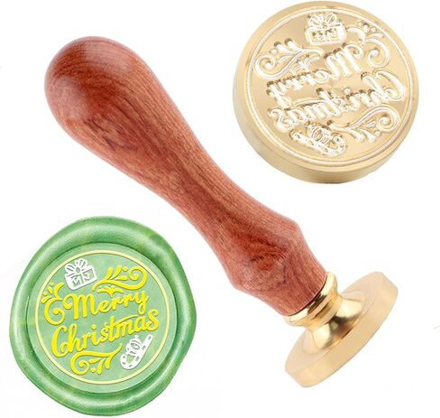 Christmas Wax Seal Stamp Merry Christmas Sealing Stamp and A Wood Handle Stamps Head for Gift Decoration Christma Cards New Year Envelopes Wax Sealing in Saudi Arabia