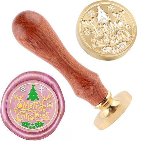Christmas Wax Seal Stamp Merry Christmas Sealing Stamp and A Wood Handle Stamps Head for Gift Decoration Christma Cards New Year Envelopes Wax Sealing in Saudi Arabia