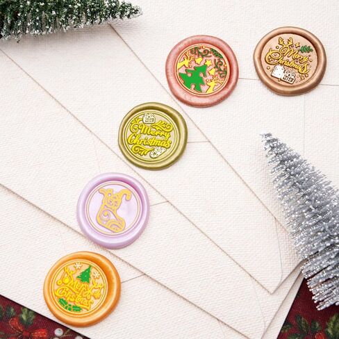 Christmas Wax Seal Stamp Merry Christmas Sealing Stamp and A Wood Handle Stamps Head for Gift Decoration Christma Cards New Year Envelopes Wax Sealing in Saudi Arabia
