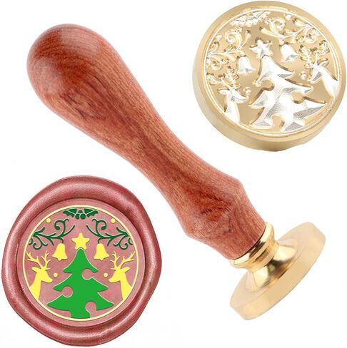 Christmas Wax Seal Stamp Merry Christmas Sealing Stamp and A Wood Handle Stamps Head for Gift Decoration Christma Cards New Year Envelopes Wax Sealing in Saudi Arabia