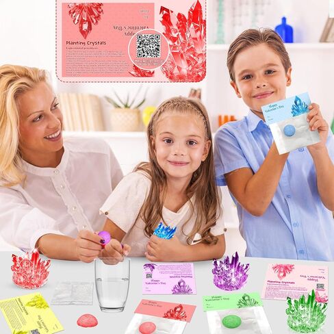 Valentines Gifts for Kids-24 Pack Crystal Growing Kits with Valentine Cards, Fun Classroom Exchange Science Gifts and Party Favors for Boys Girls Teens in Saudi Arabia