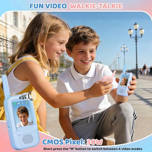 Video Walkie Talkies for Kids with Real-Time Screen & Voice Changer, Rechargeable Walkie Talkies Long Range Radios, for Outside, Hiking, Birthday Gifts for Boys/Girls Ages 3-12 in Saudi Arabia
