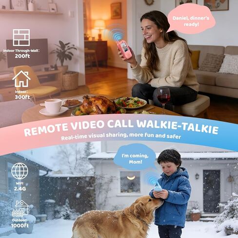 Video Walkie Talkies for Kids with Real-Time Screen & Voice Changer, Rechargeable Walkie Talkies Long Range Radios, for Outside, Hiking, Birthday Gifts for Boys/Girls Ages 3-12 in Saudi Arabia