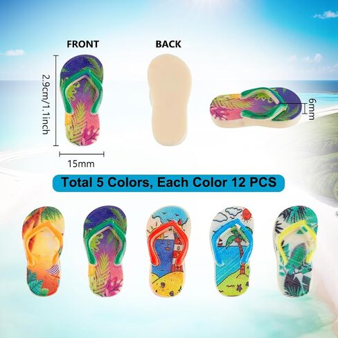 PH PandaHall 65Pcs 5 Colors Resin Cabochons Flatback Colorful Cartoon Beach Slipper Decoration Supplies for DIY Craft Hair Clip Phone Case Ornament Accessories, 29x15x6mm in Saudi Arabia