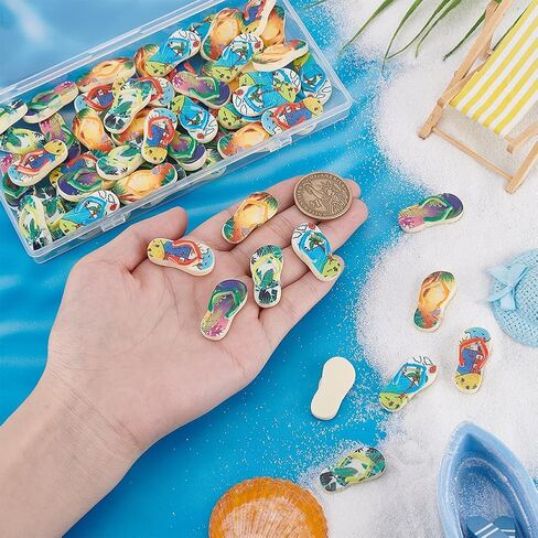 PH PandaHall 65Pcs 5 Colors Resin Cabochons Flatback Colorful Cartoon Beach Slipper Decoration Supplies for DIY Craft Hair Clip Phone Case Ornament Accessories, 29x15x6mm in Saudi Arabia