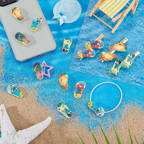PH PandaHall 65Pcs 5 Colors Resin Cabochons Flatback Colorful Cartoon Beach Slipper Decoration Supplies for DIY Craft Hair Clip Phone Case Ornament Accessories, 29x15x6mm in Saudi Arabia