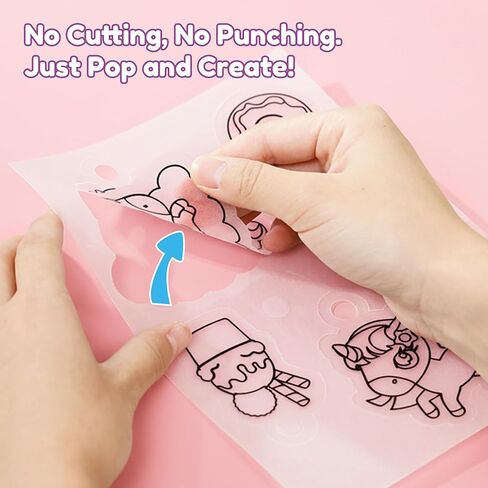 Auihiay DIY Shrinking Art Kit for Kids, 48Pcs Pre-Cut Charms, Unicorn, Princesses Shapes, No Mess Creative Activity Jewelry Making Shrinky Art Kit with Pencils, Keychains, and Cartoon Stickers in Saudi Arabia