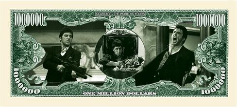 American Art Classics Al Pacino Scarface $Million Dollar$ Novelty Bill in Collectible Currency Holder in Saudi Arabia