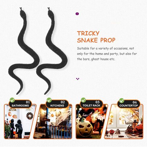 IMIKEYA 100Pcs Realistic Black Rubber Snakes - Fake Plastic Snakes for Halloween Pranks and Decorations in Saudi Arabia