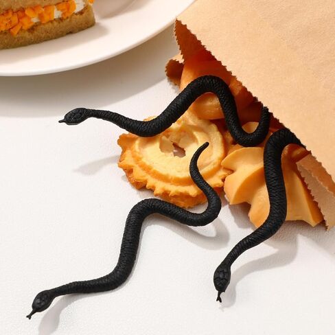 IMIKEYA 100Pcs Realistic Black Rubber Snakes - Fake Plastic Snakes for Halloween Pranks and Decorations in Saudi Arabia