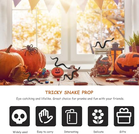 IMIKEYA 100Pcs Realistic Black Rubber Snakes - Fake Plastic Snakes for Halloween Pranks and Decorations in Saudi Arabia
