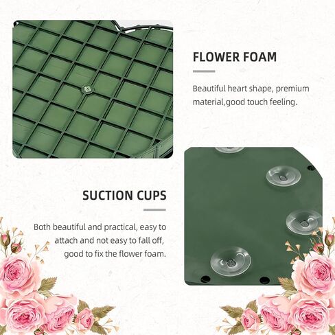 Floral Foam Cage with Suction Cup, Heart-Shaped Flower Arrangement Foam Holder for Wedding Car Decor, DIY Floristry Bouquet Fixation Base for Fresh/Silk Flowers (20x20cm) in Kuwait