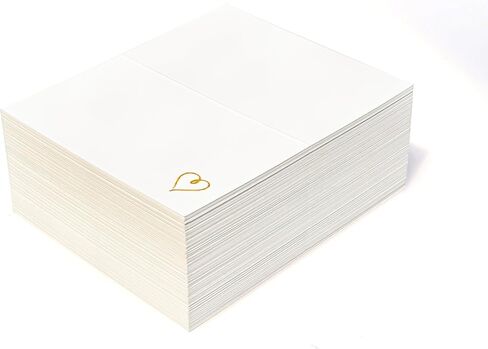 RXBC2011 Thank You Cards Gold Heart Design for small business customer orders wedding boutique retail handmade Pack of 100 White folded in Saudi Arabia