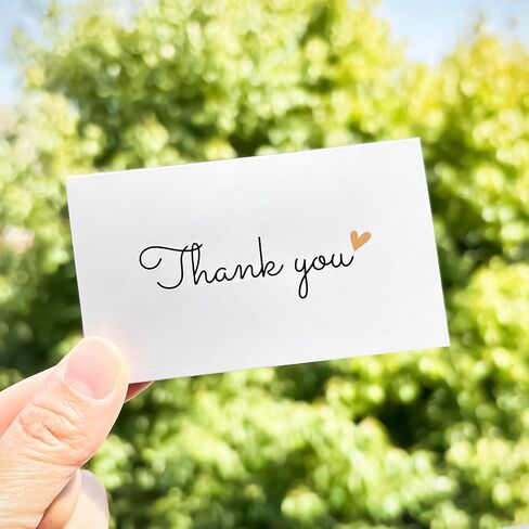 RXBC2011 Thank You Cards Gold Heart Design for small business customer orders wedding boutique retail handmade Pack of 100 White folded in Saudi Arabia