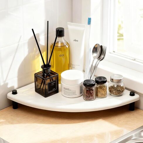 Fan-Shaped Fast Drying Diatomite Stones Sink Tray,Water Absorbing Stone Sink Caddy Kitchen,Sink Organizer Tray Fast-Drying Stone Trays for Bathroom Sink & Kitchen Counter in Saudi Arabia