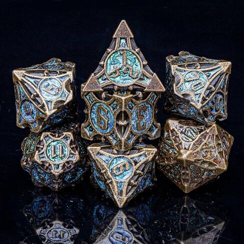 Metal DND Dice Set with A Gift Box, Blue Spike Trap Heavy Metal Dice Set, Designed for DM and D&D RPG Player, Perfect for Dungeons and Dragons, MTG, Role Playing Games Accessories in Saudi Arabia