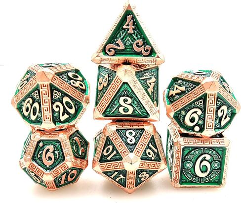 DND Dice Set Ancient Civilization​ Metal D&D Dice Set with Metal Box Polyhedral Dice for Dungeons and Dragons TTRPG Gifts (Maya, Green) in Saudi Arabia
