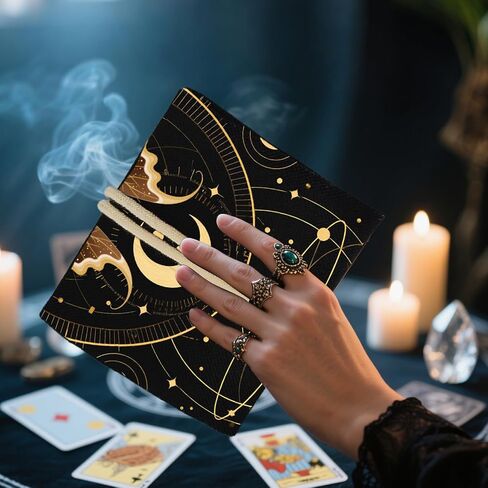 GLOBLELAND 2Pcs Moths Butterflies Tarot Card Holder with Layout Pattern Moon Phases Polyester Tarot Magic Divination Large Storage Pouch Accessories for Playing Cards and Tarots in Saudi Arabia