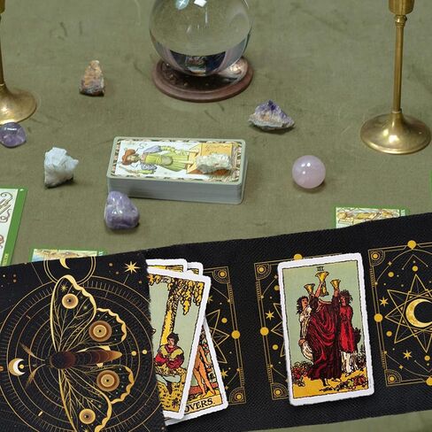 GLOBLELAND 2Pcs Moths Butterflies Tarot Card Holder with Layout Pattern Moon Phases Polyester Tarot Magic Divination Large Storage Pouch Accessories for Playing Cards and Tarots in Saudi Arabia