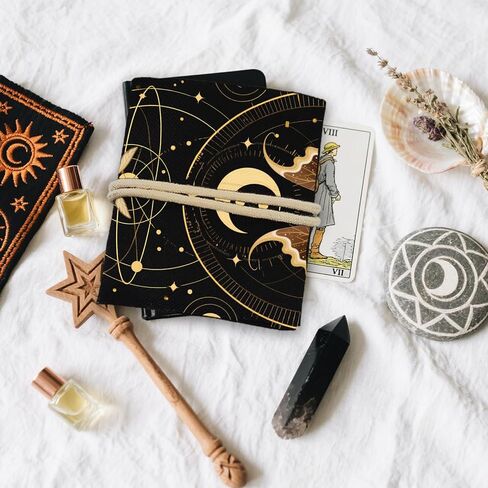 GLOBLELAND 2Pcs Moths Butterflies Tarot Card Holder with Layout Pattern Moon Phases Polyester Tarot Magic Divination Large Storage Pouch Accessories for Playing Cards and Tarots in Saudi Arabia
