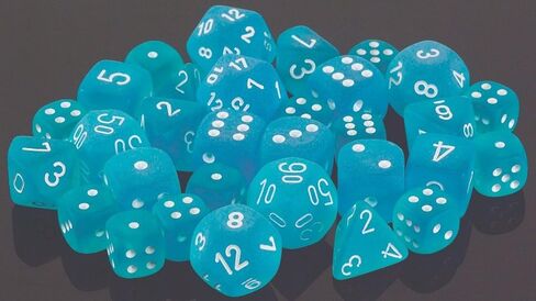 Chessex Dice d6 Sets: Frosted Caribbean Blue with White - 12mm Six Sided Die (36) Block of Dice in Saudi Arabia