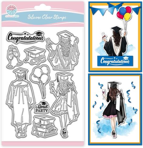 طوابع شفافة لموسم التخرج من جلوبلاند لسكرابوكينغ التخرج سيدة رجل سيليكون طوابع شخصية بالون ختم شفاف لصنع البطاقات DIY النقش اليومي in Kuwait