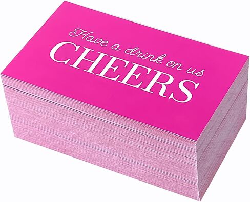 RXBC2011 Cheers Drink Card Have a drink on us token Beverage voucher Wedding Party Celebration Pink 2x3.5 Inch Pack of 100 in Saudi Arabia