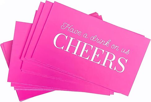 RXBC2011 Cheers Drink Card Have a drink on us token Beverage voucher Wedding Party Celebration Pink 2x3.5 Inch Pack of 100 in Saudi Arabia