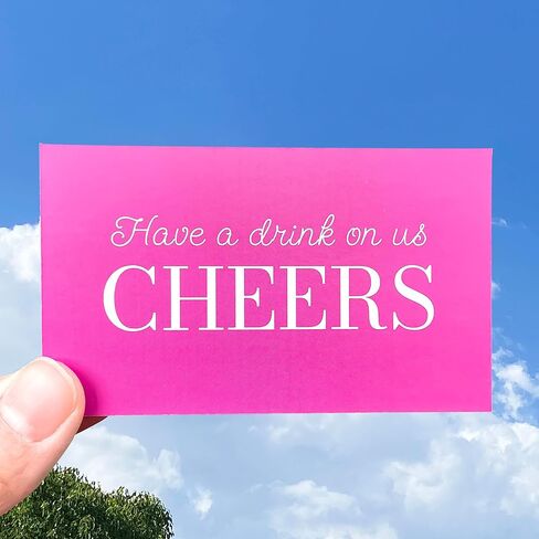 RXBC2011 Cheers Drink Card Have a drink on us token Beverage voucher Wedding Party Celebration Pink 2x3.5 Inch Pack of 100 in Saudi Arabia