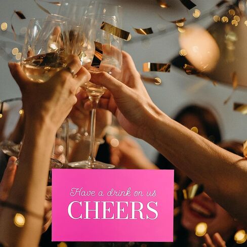 RXBC2011 Cheers Drink Card Have a drink on us token Beverage voucher Wedding Party Celebration Pink 2x3.5 Inch Pack of 100 in Saudi Arabia