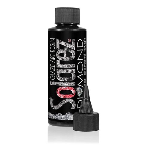 SOLAREZ Diamond Glaze UV ​​Cure Art الراتنج - متين، لامع، شفاف للماء، مقاوم للخدش - مجوهرات مصبوبة صغيرة، طُعم الصيد، الدمى، الهوايات، RC، الحرف اليدوية ~ علاج في دقائق، بدون رائحة، صنع في الولايات المتحدة الأمريكية (نصف لتر) in Kuwait