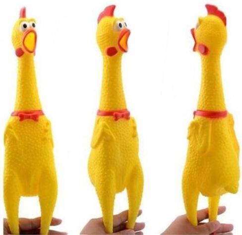 1 Pc Yellow Rubber Squeezing Screaming Chicken Toy for Pets – Dog Chew Toy MiniaturesSuper Durable Funny Novelty and Gag Toys in Saudi Arabia