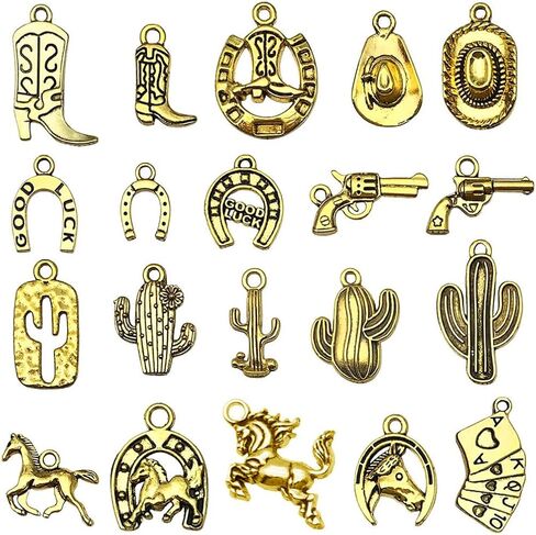 20pcs West Cowboy Charm Cowboy Hat Boot Gun Horseshoe Cactus Bracelet Bead Charm Pendant for DIY Jewelry Making Findings in Saudi Arabia