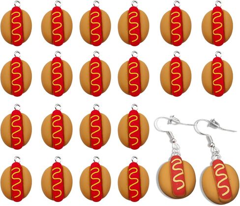 NIIIYTYB 20pcs Mini Hotdogs Food Beads and Resin Charms for Jewelry Making Hot Dog Charms for Bracelets Necklaces Keychains and Decorations Bulk DIY Accessories for Creative Craft Projects in Saudi Arabia