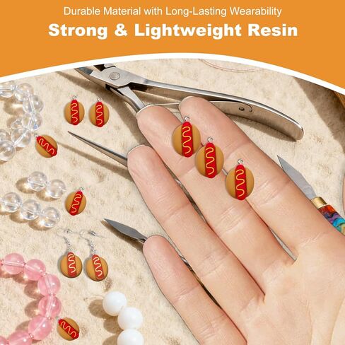 NIIIYTYB 20pcs Mini Hotdogs Food Beads and Resin Charms for Jewelry Making Hot Dog Charms for Bracelets Necklaces Keychains and Decorations Bulk DIY Accessories for Creative Craft Projects in Saudi Arabia