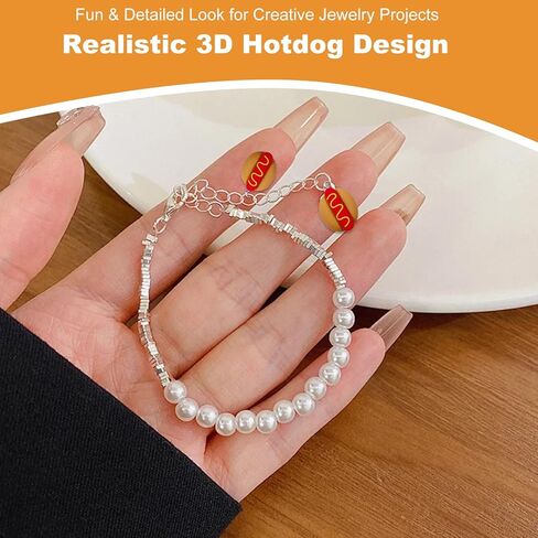 NIIIYTYB 20pcs Mini Hotdogs Food Beads and Resin Charms for Jewelry Making Hot Dog Charms for Bracelets Necklaces Keychains and Decorations Bulk DIY Accessories for Creative Craft Projects in Saudi Arabia