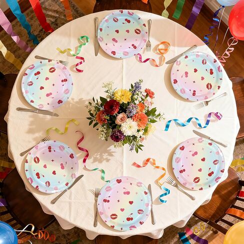 50 Pcs Valentine's Day Paper Plates 9" Heart Cherry Dessert Plates Disposable Red Pink Lucky in Love Party Supplies for Valentines Day Wedding Bachelorette Birthday Party Decorations in Saudi Arabia