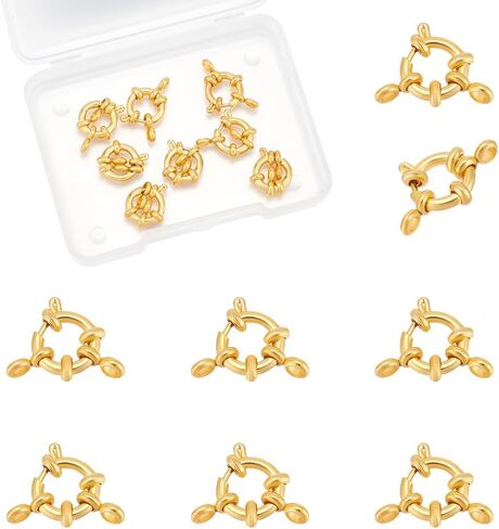 UNICRAFTALE 8Pcs 18mm 24K Gold Plated Spring Ring Clasps Stainless Steel Round Clasps for Necklaces Bracelet Close Ring Clasp Smooth Surface Class Connector Rings for DIY Jewelry Making in Saudi Arabia