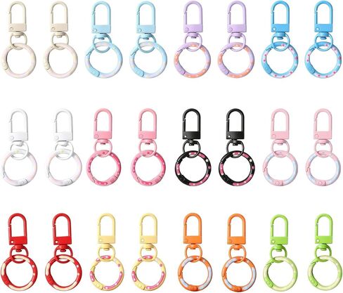 24PCS O Ring Clips Trigger Spring Round Carabiner Clip Lobster Claw Clasps Cute Metal Circle Keychain Rings Replacement Key Chain Hooks DIY Crafts for Keys, Buckle, Bags, Purses(12 Color) in Saudi Arabia