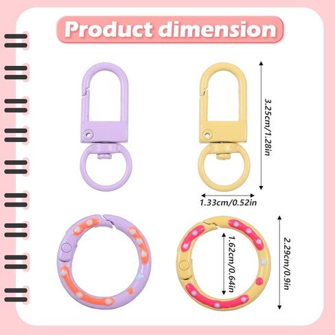 24PCS O Ring Clips Trigger Spring Round Carabiner Clip Lobster Claw Clasps Cute Metal Circle Keychain Rings Replacement Key Chain Hooks DIY Crafts for Keys, Buckle, Bags, Purses(12 Color) in Saudi Arabia