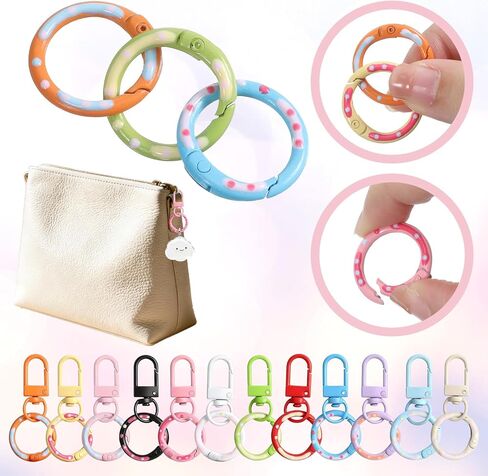 24PCS O Ring Clips Trigger Spring Round Carabiner Clip Lobster Claw Clasps Cute Metal Circle Keychain Rings Replacement Key Chain Hooks DIY Crafts for Keys, Buckle, Bags, Purses(12 Color) in Saudi Arabia